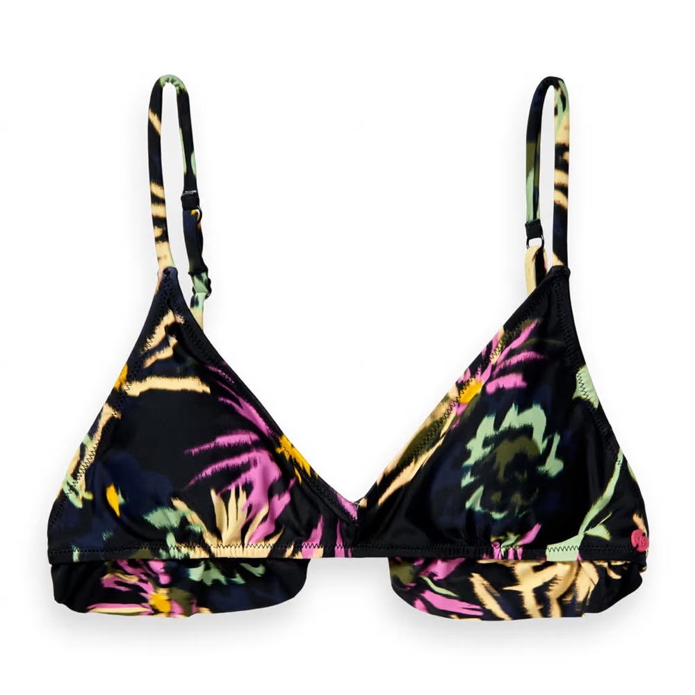 Scotch & Soda Ruffled Bikini Top in Aster Black (XS) NWOT